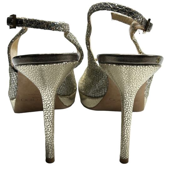 Jimmy Choo Gold Glitter Slingback Heels Size 40 (US 9) - Picture 7 of 14